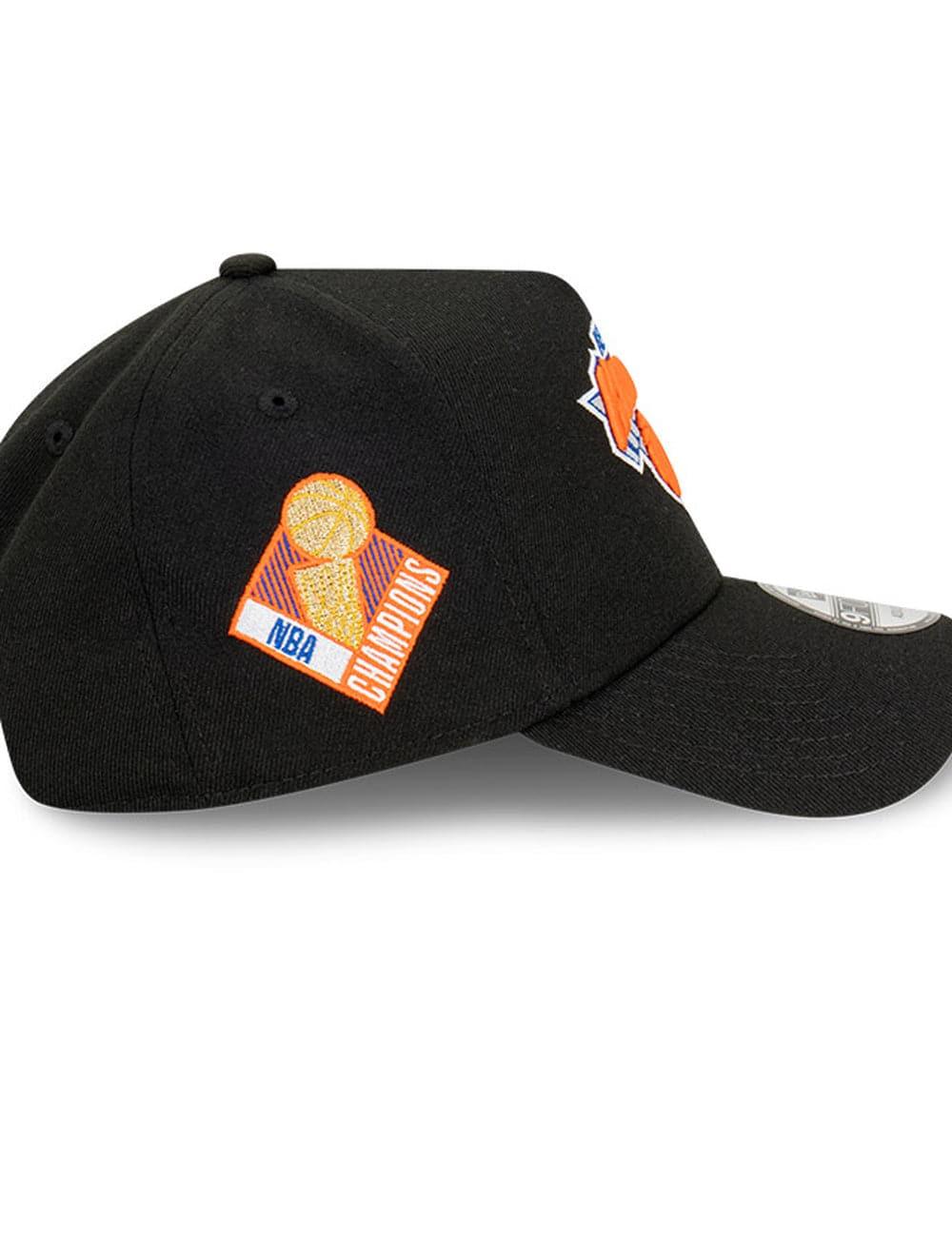 New Era Caps New York Knicks New Era NBA Champs Patch 9FORTY A-Frame Snapback Hat - Black