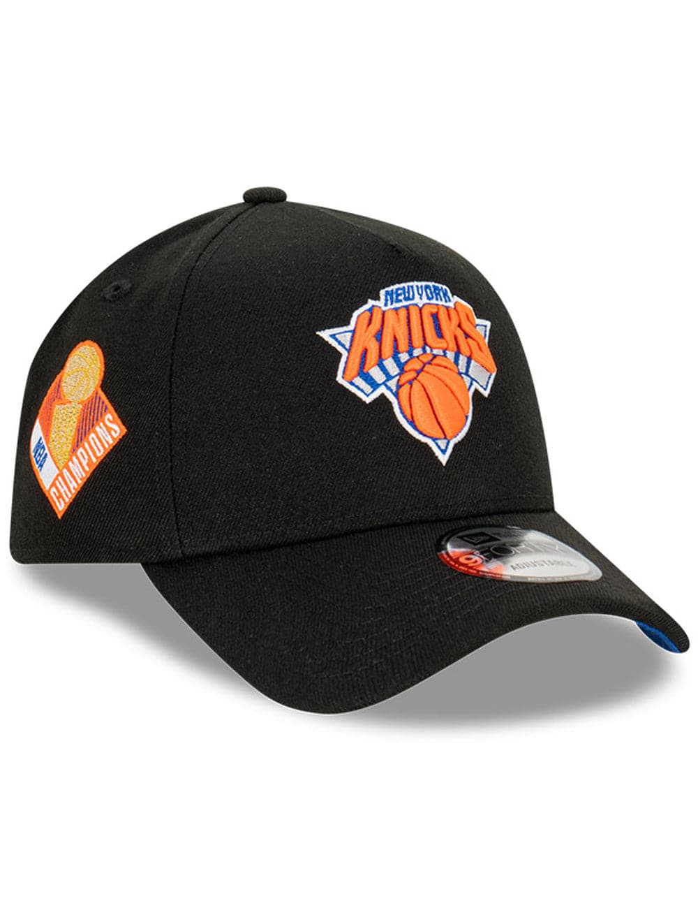 New Era Caps New York Knicks New Era NBA Champs Patch 9FORTY A-Frame Snapback Hat - Black