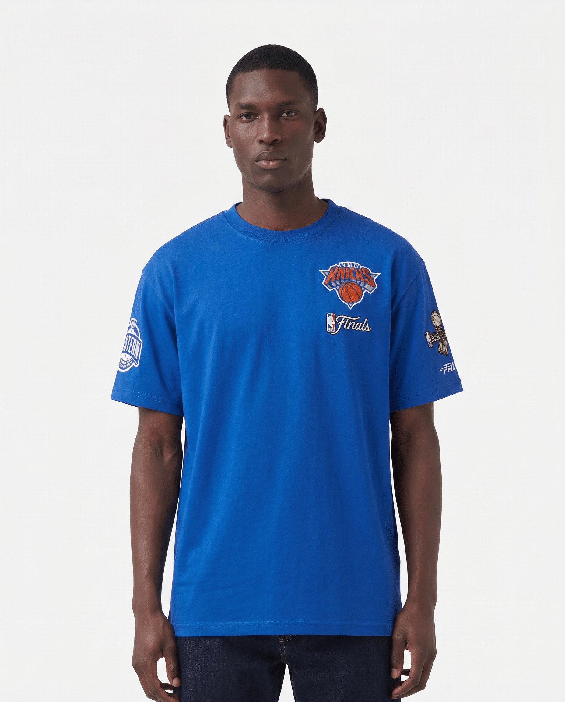 Pro Standard T-Shirts New York Knicks Pro Standard NBA 26 Champs Drop Shoulder T-Shirt - Blue