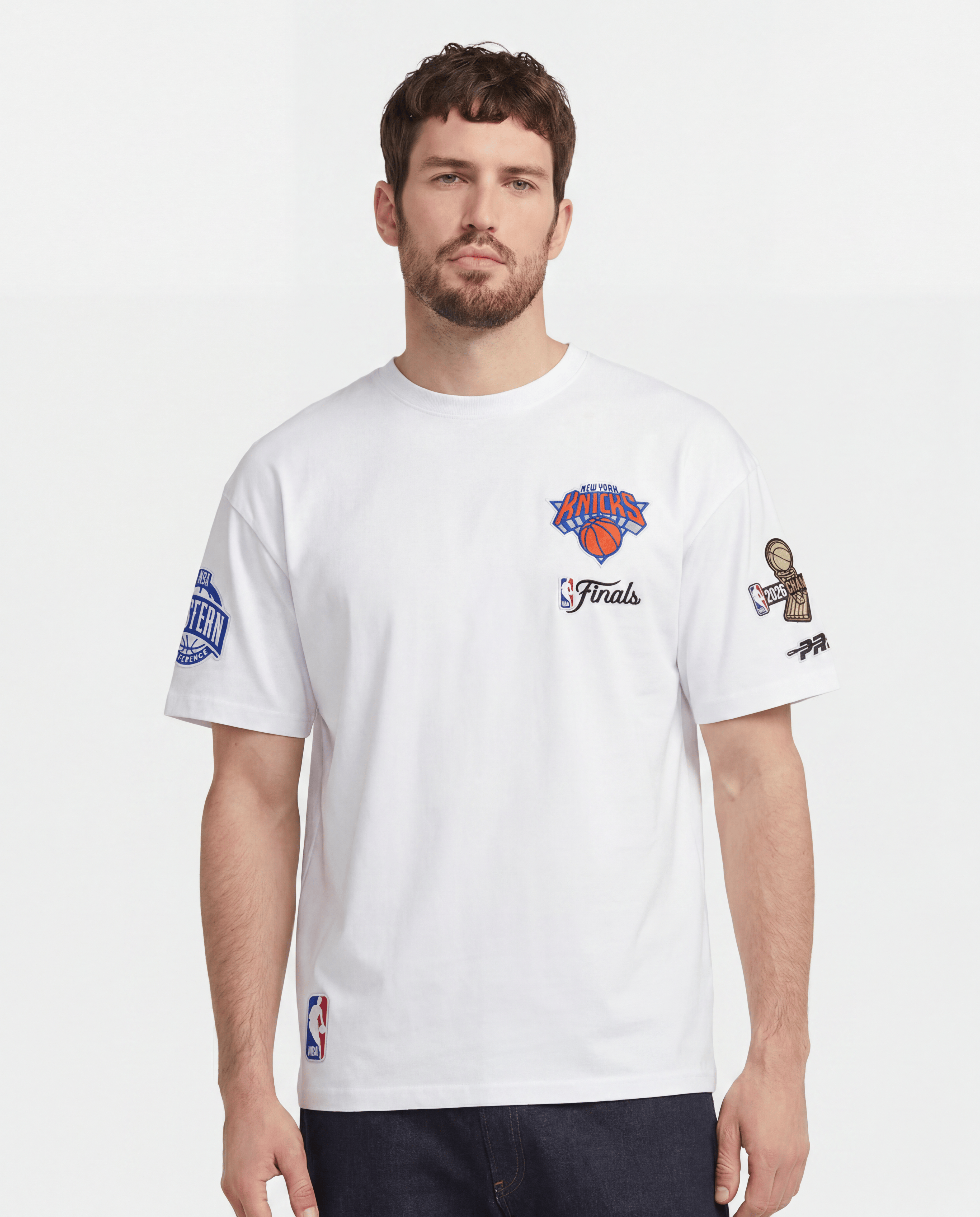 Pro Standard T-Shirts New York Knicks Pro Standard NBA 26 Champs Drop Shoulder T-Shirt - White