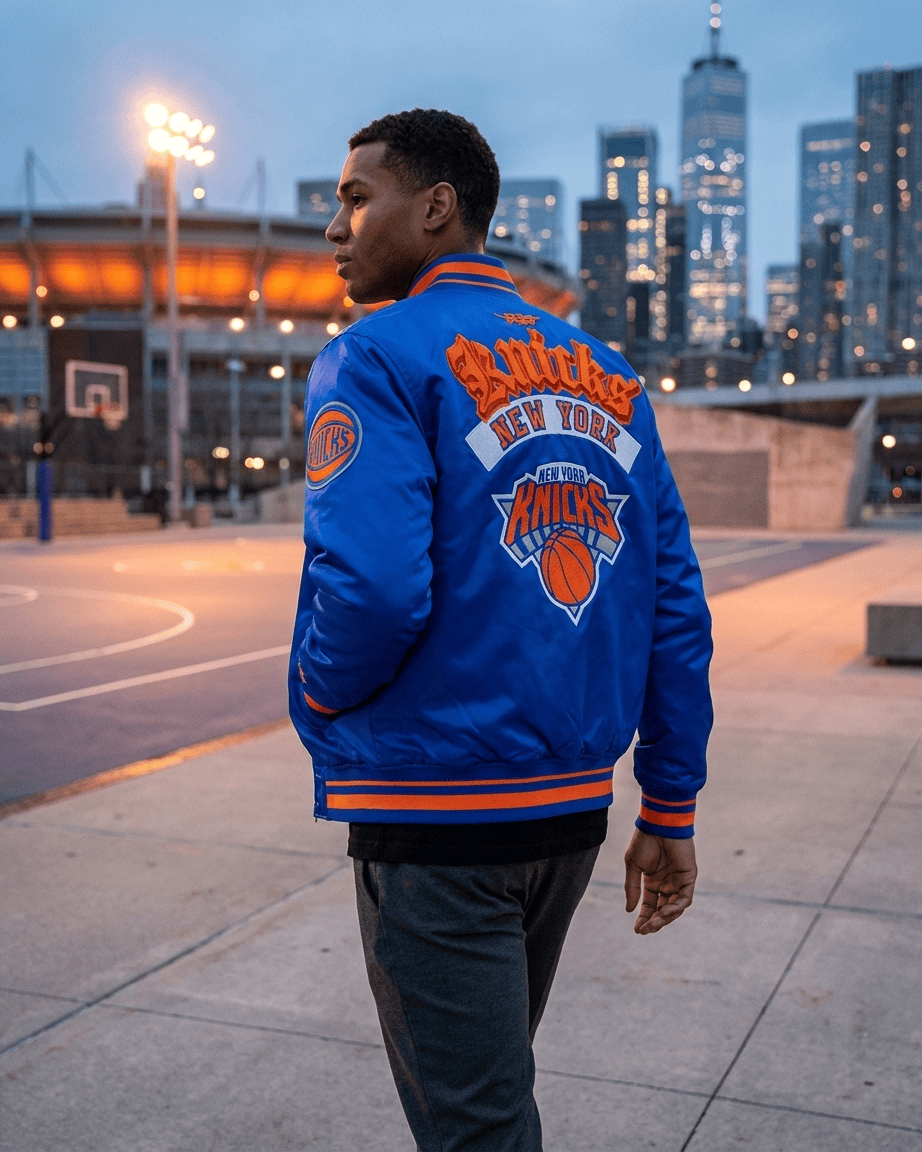 Pro Standard Jackets New York Knicks Pro Standard NBA Best Of Lightweight Satin Jacket - Blue