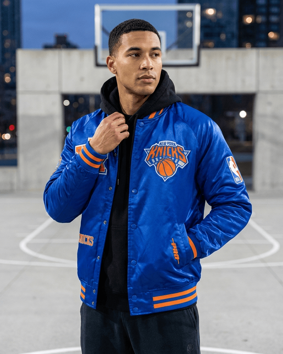 Pro Standard Jackets New York Knicks Pro Standard NBA Best Of Lightweight Satin Jacket - Blue
