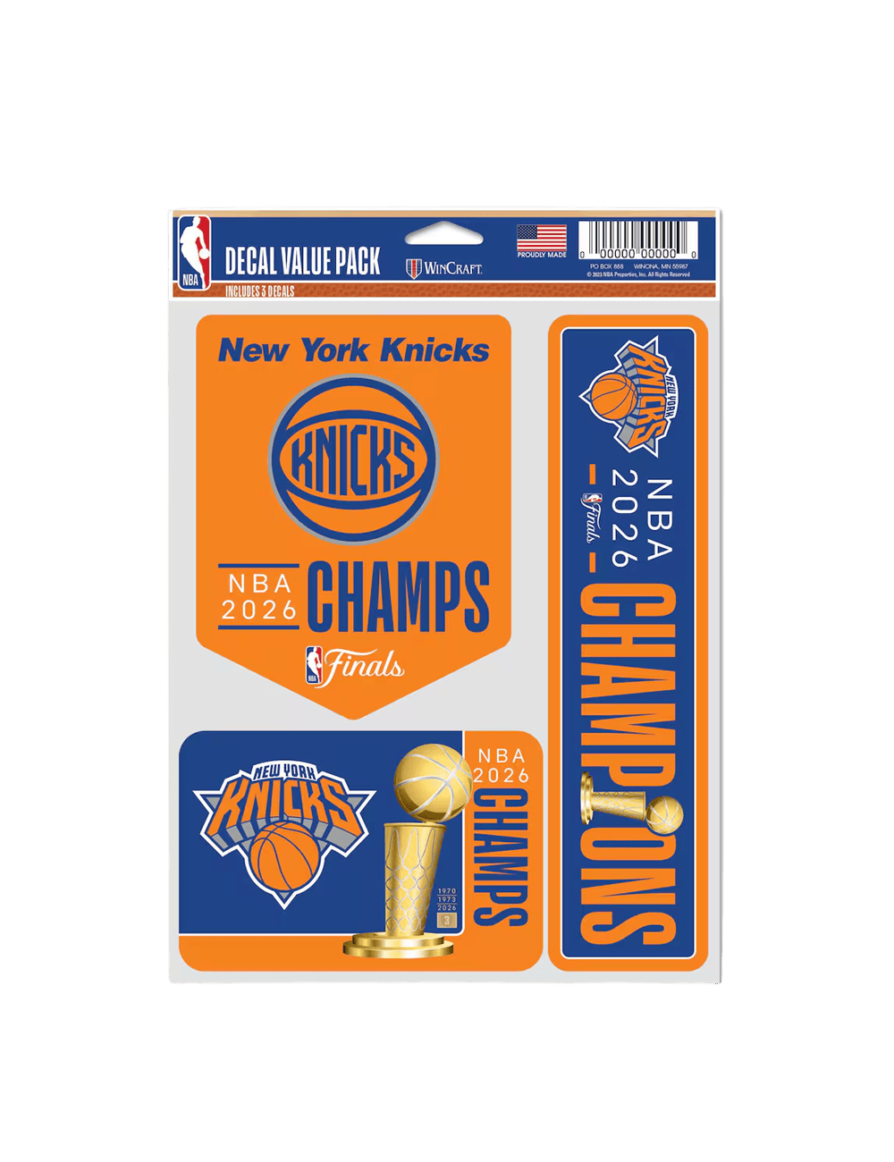 Wincraft Accessories New York Knicks Wincraft NBA 26 Champs 3 Piece Decal Set