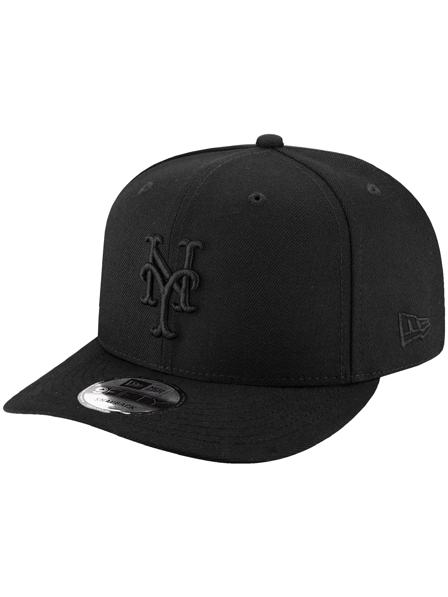 New Era Caps OSFA New York Mets New Era MLB Black On Black 9FIFTY Pre-Curved Snapback Hat