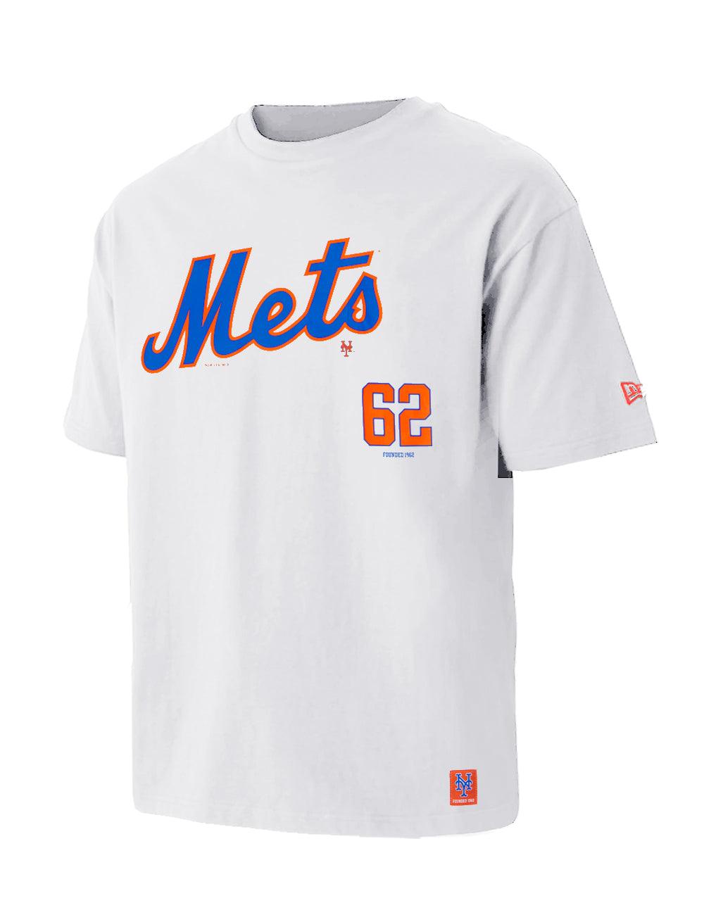 New Era T-Shirts New York Mets New Era MLB Wordmark Pocket Oversized T-Shirt - White