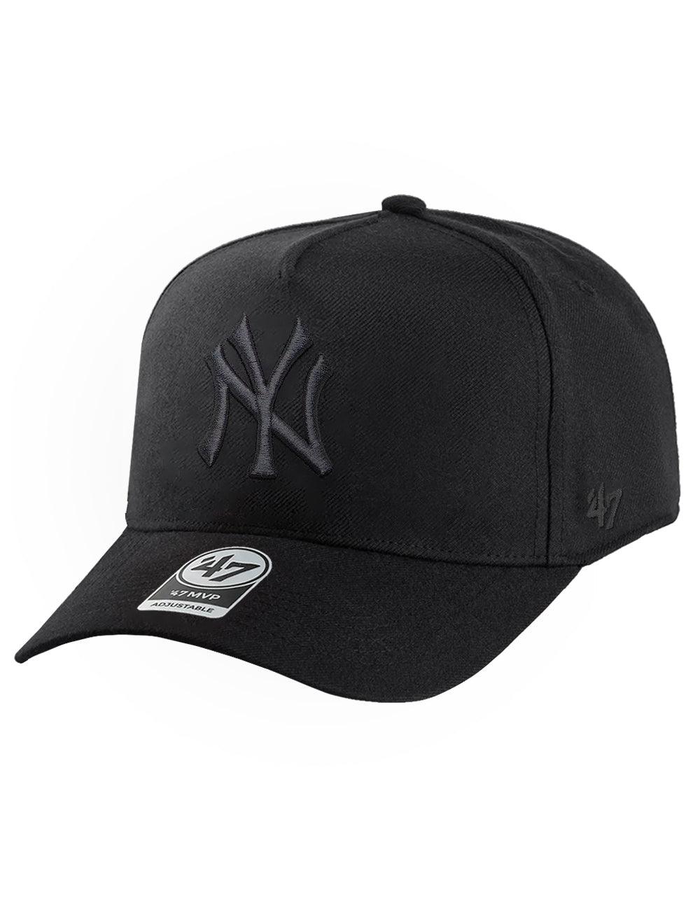 47 Brand Caps New York Yankees '47 MLB Black On Black MVP DT Snapback Hat