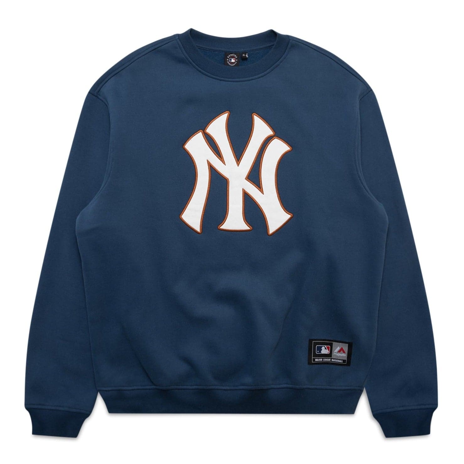 Majestic Athletic Jumpers New York Yankees Majestic MLB Applique Vintage Crew Jumper - French Navy