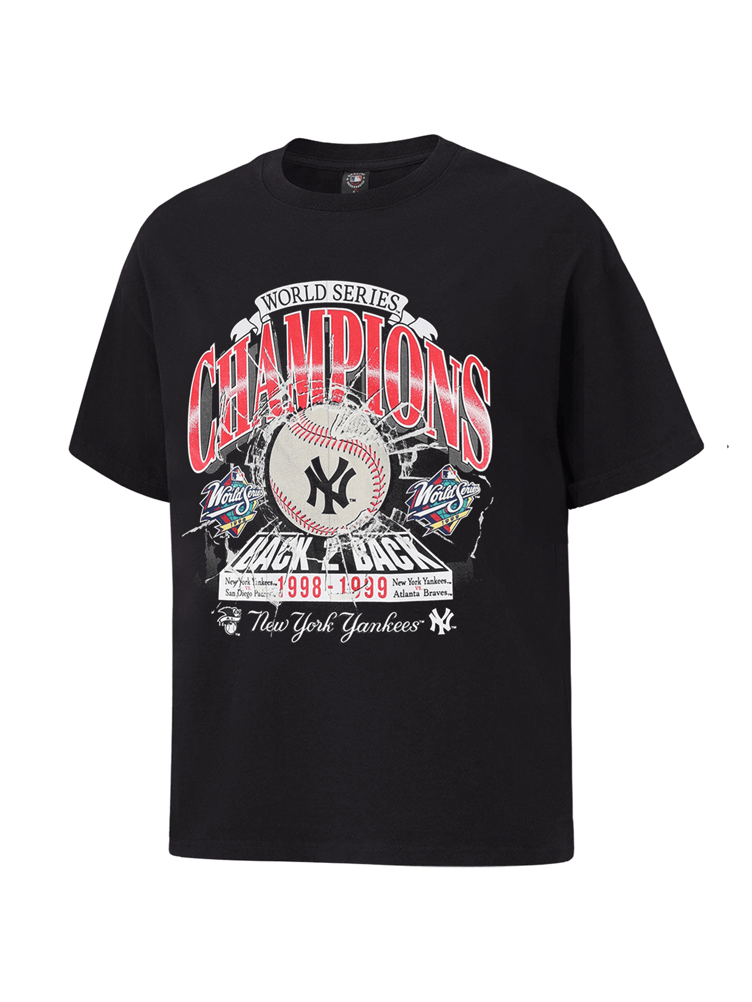 Majestic Athletic T-Shirts New York Yankees Majestic MLB Back To Back Champs Vintage T-Shirt - Faded Black