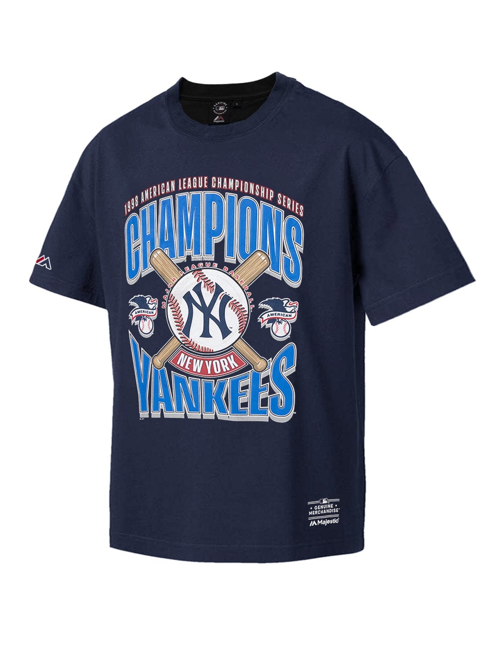 Majestic Athletic T-Shirts New York Yankees Majestic MLB League Champs Oversized Vintage T-Shirt - Navy