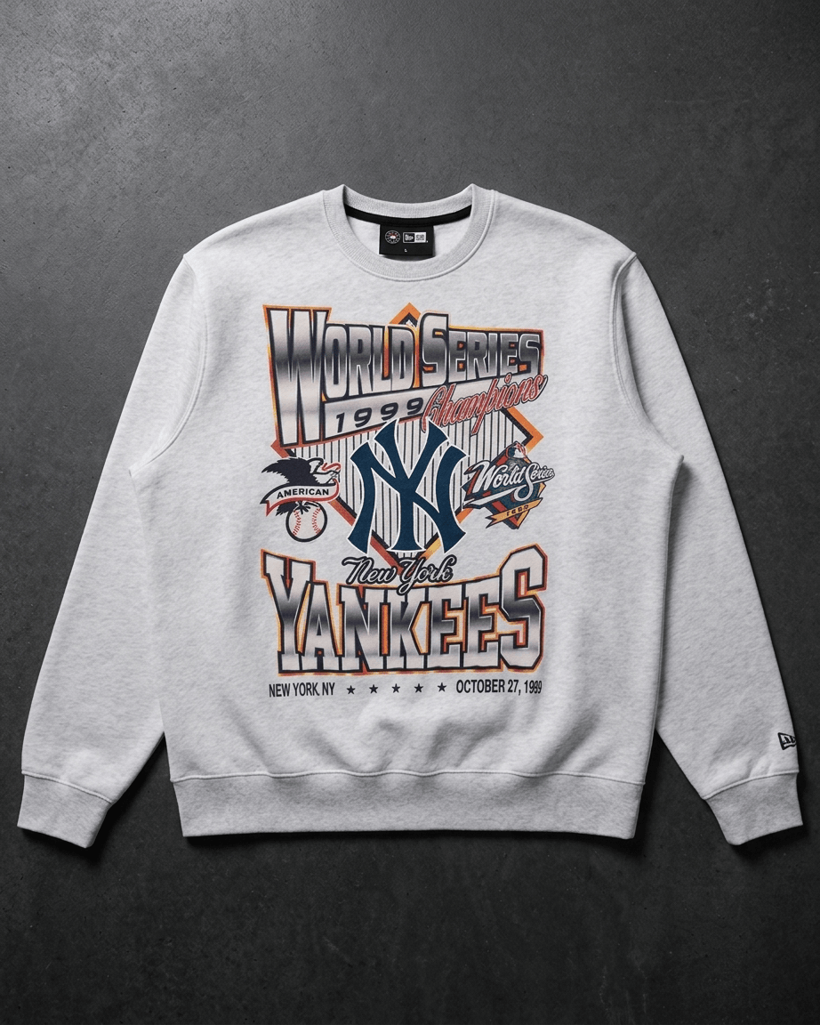New Era Jumpers New York Yankees New Era MLB 99 Champs Crew Jumper - Grey Marle