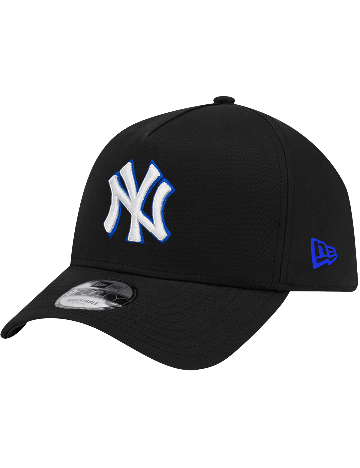 New Era Caps New York Yankees New Era MLB 9FORTY Royal Outline A-Frame Snapback Hat - Black