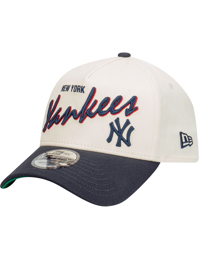 New Era Caps New York Yankees New Era MLB Script 9FORTY A-Frame Snapback Hat - Stone