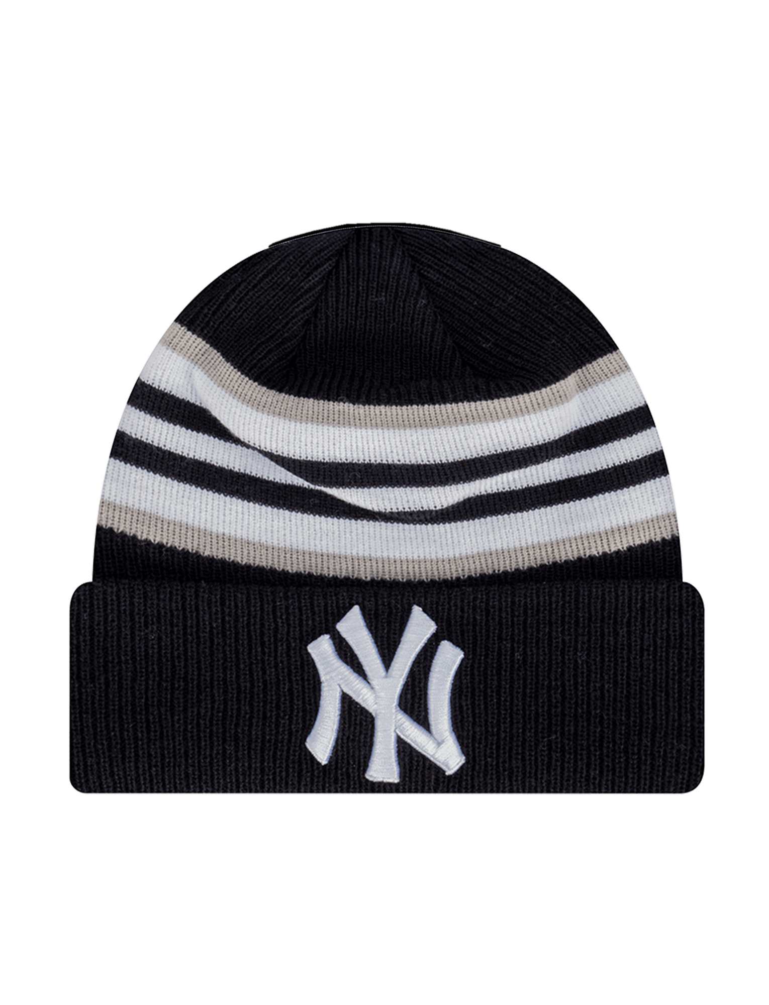 New Era Beanies New York Yankees New Era MLB Stripe Hit Pomless Knit Beanie - Navy