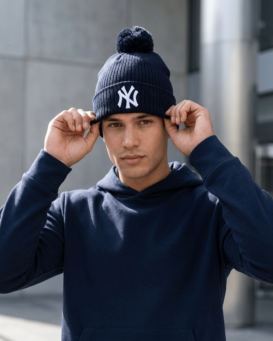 New Era Beanies OSFM New York Yankees New Era MLB Team Ribbed Knit Pom Beanie - Navy