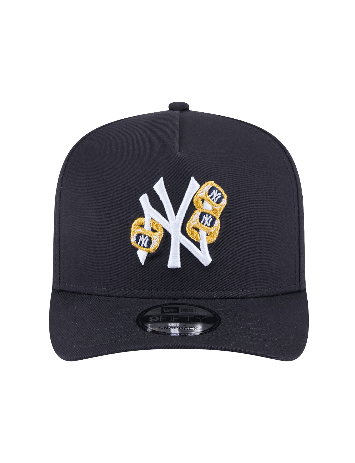 New Era Caps New York Yankees New Era MLB Three-Peat 9FIFTY A-Frame Pre-Curved Snapback Hat - Navy