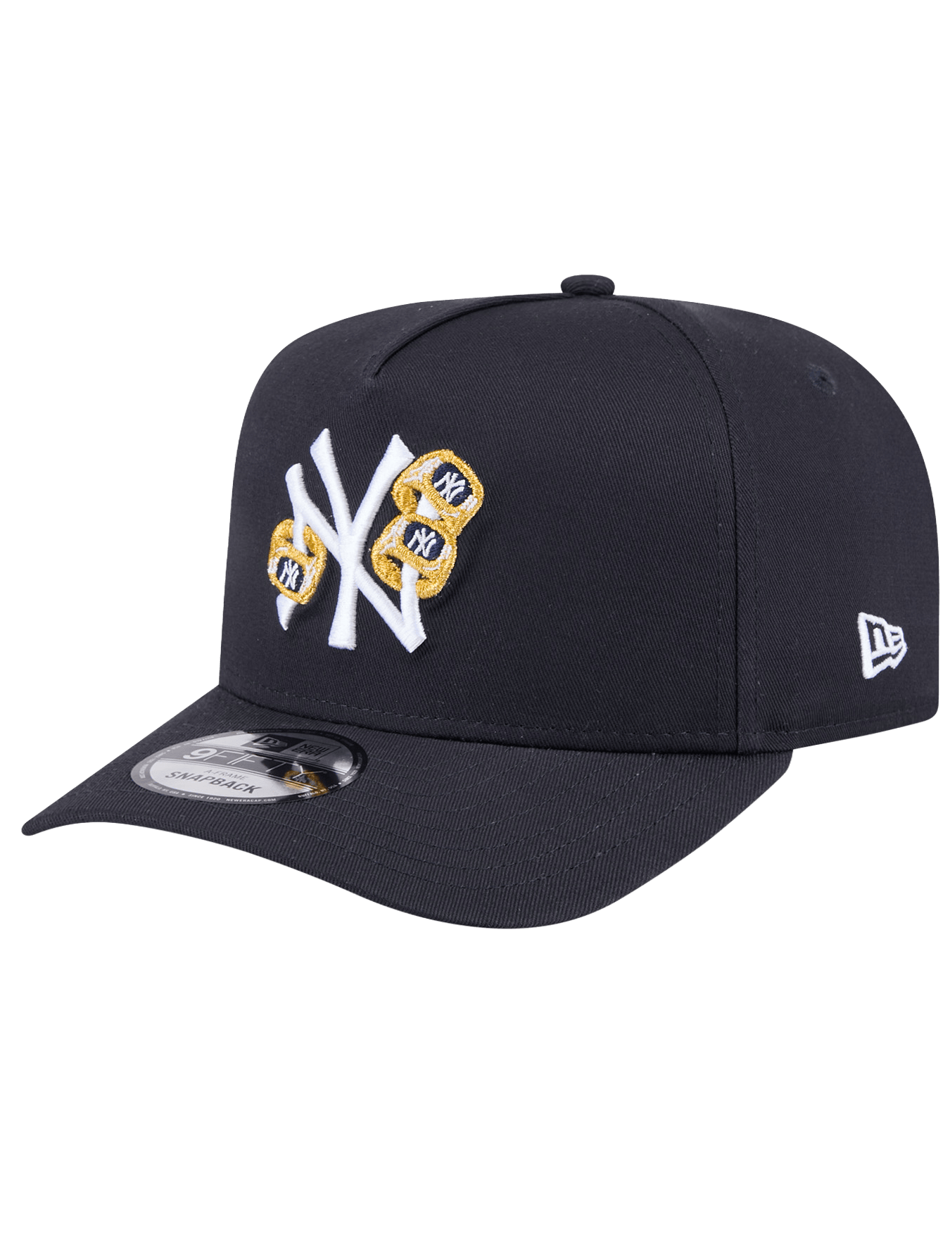 New Era Caps New York Yankees New Era MLB Three-Peat 9FIFTY A-Frame Pre-Curved Snapback Hat - Navy