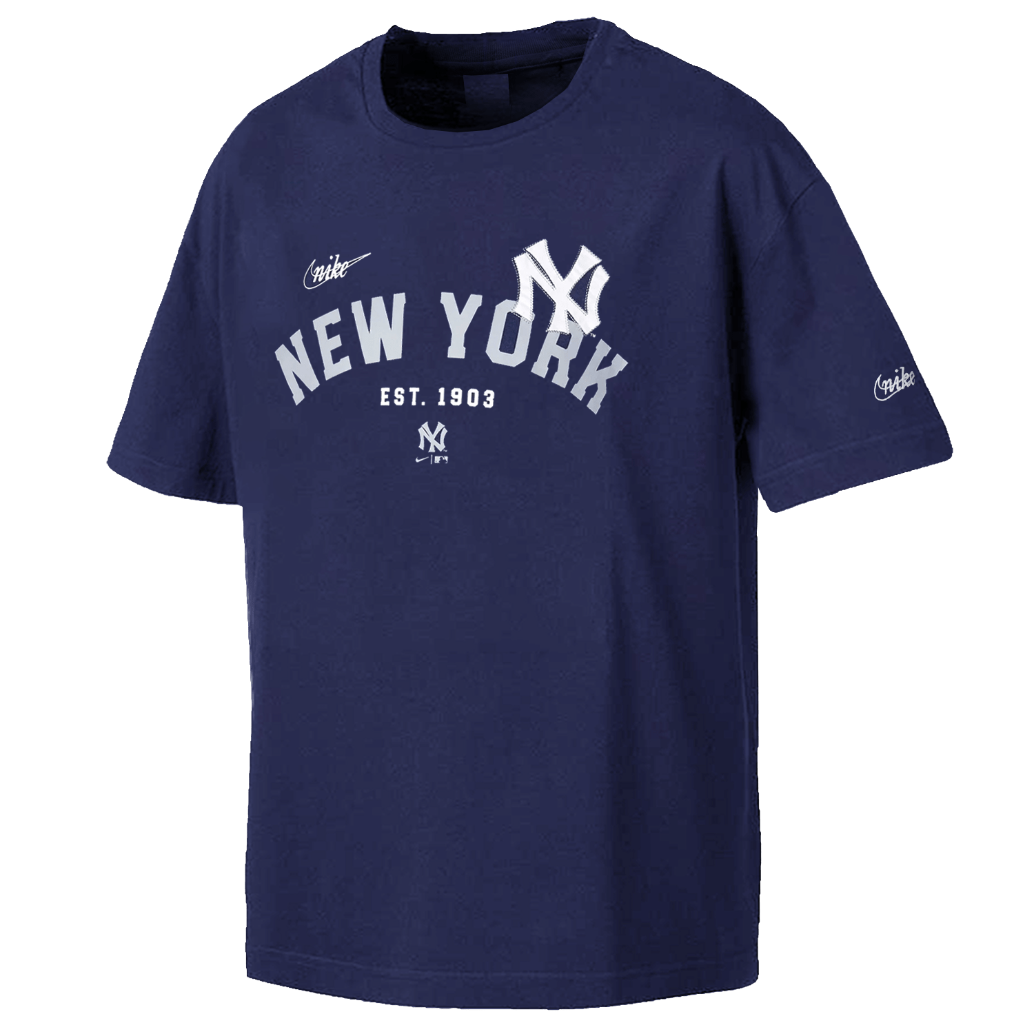 Nike T-Shirts New York Yankees Nike MLB Rewind Oversized Heavyweight T-Shirt - Navy