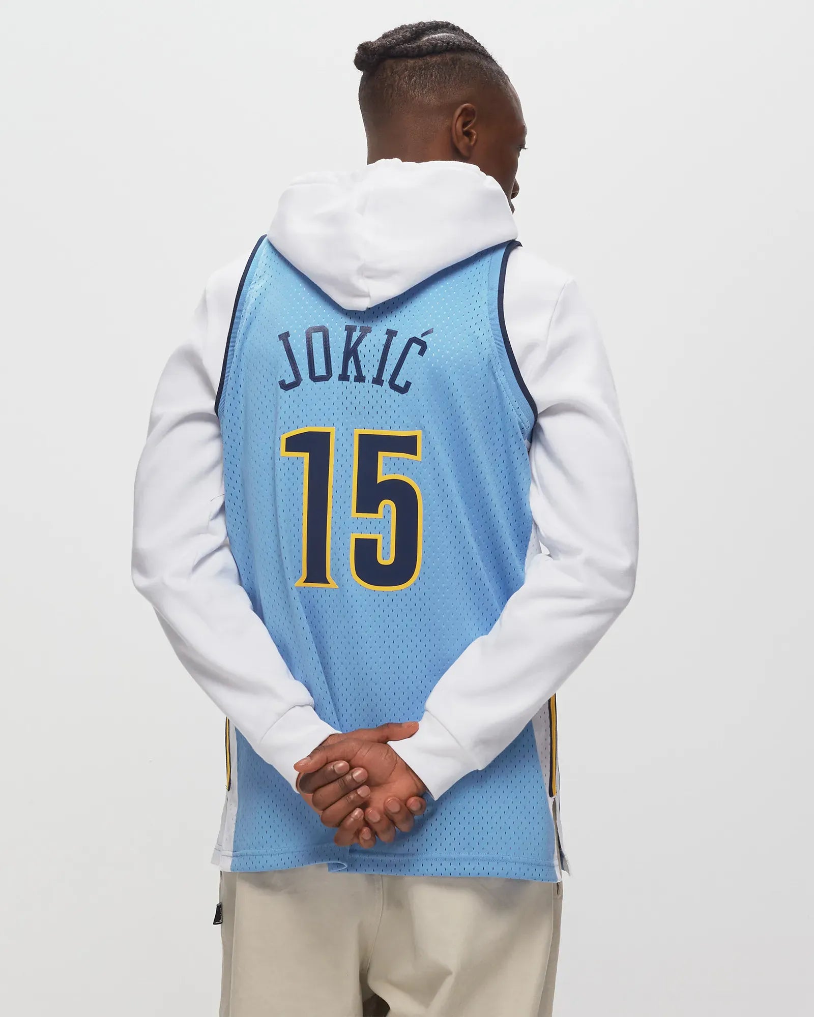 Mitchell And Ness Jerseys Nikola Jokic Denver Nuggets Mitchell & Ness NBA 16-17 Home Swingman Jersey - Light Blue