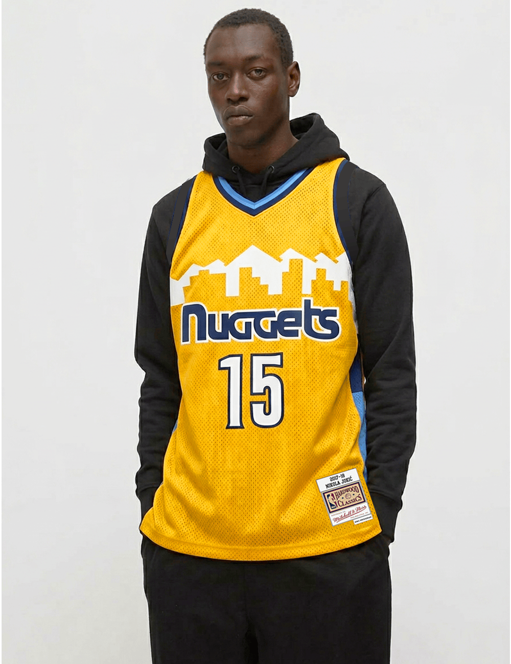 Mitchell And Ness Jerseys Nikola Jokic Denver Nuggets Mitchell & Ness NBA 17-18 Alt HWC Swingman Jersey - Gold