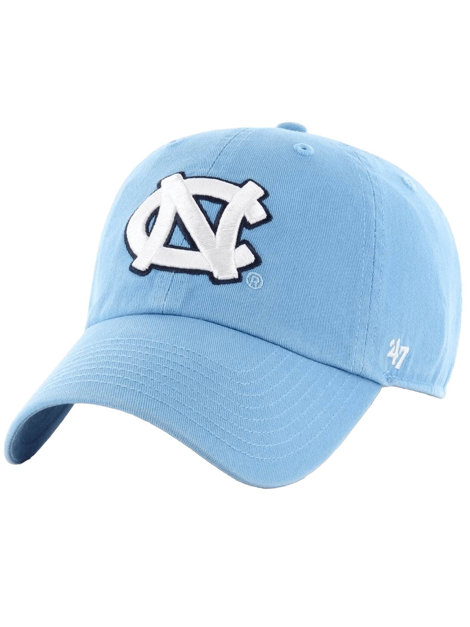 47 Brand Caps North Carolina Tar Heels '47 NCAA Team Clean Up Strapback Hat - Light Blue