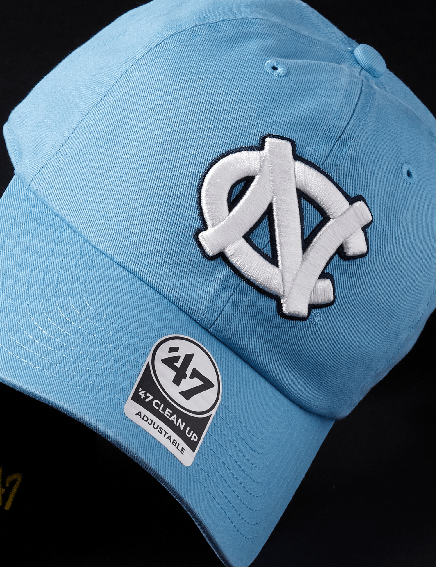 47 Brand Caps North Carolina Tar Heels '47 NCAA Team Clean Up Strapback Hat - Light Blue