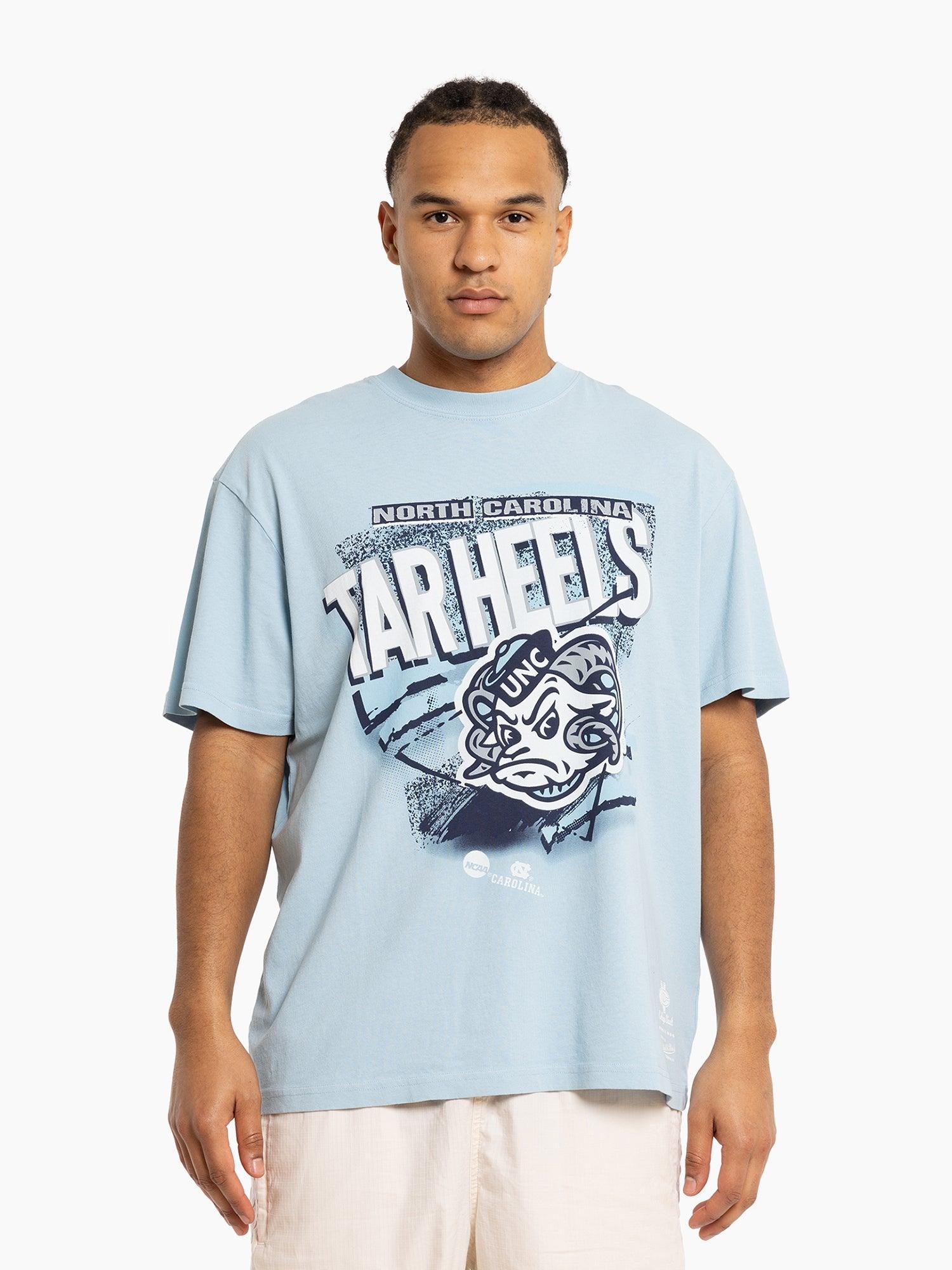 Mitchell And Ness T-Shirts North Carolina Tar Heels Mitchell & Ness NCAA Abstract Vintage T-Shirt - Faded Blue
