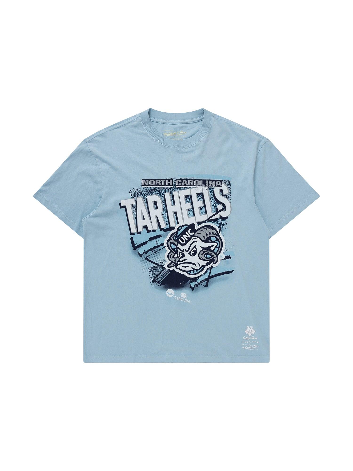 Mitchell And Ness T-Shirts North Carolina Tar Heels Mitchell & Ness NCAA Abstract Vintage T-Shirt - Faded Blue