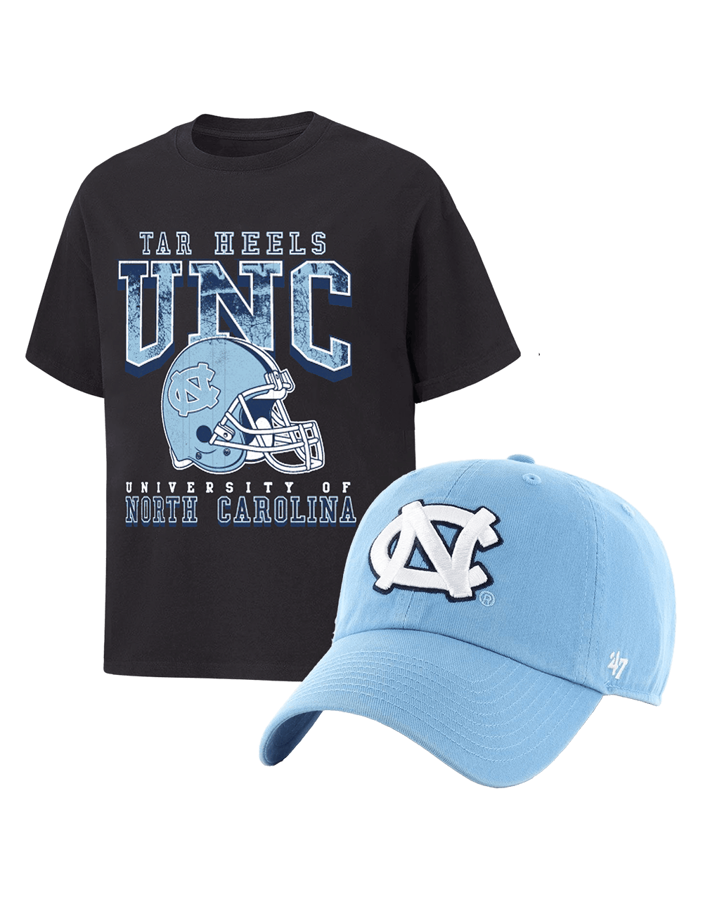 US Sports HQ North Carolina Tar Heels NCAA Clean Up Hat & T-Shirt Bundle