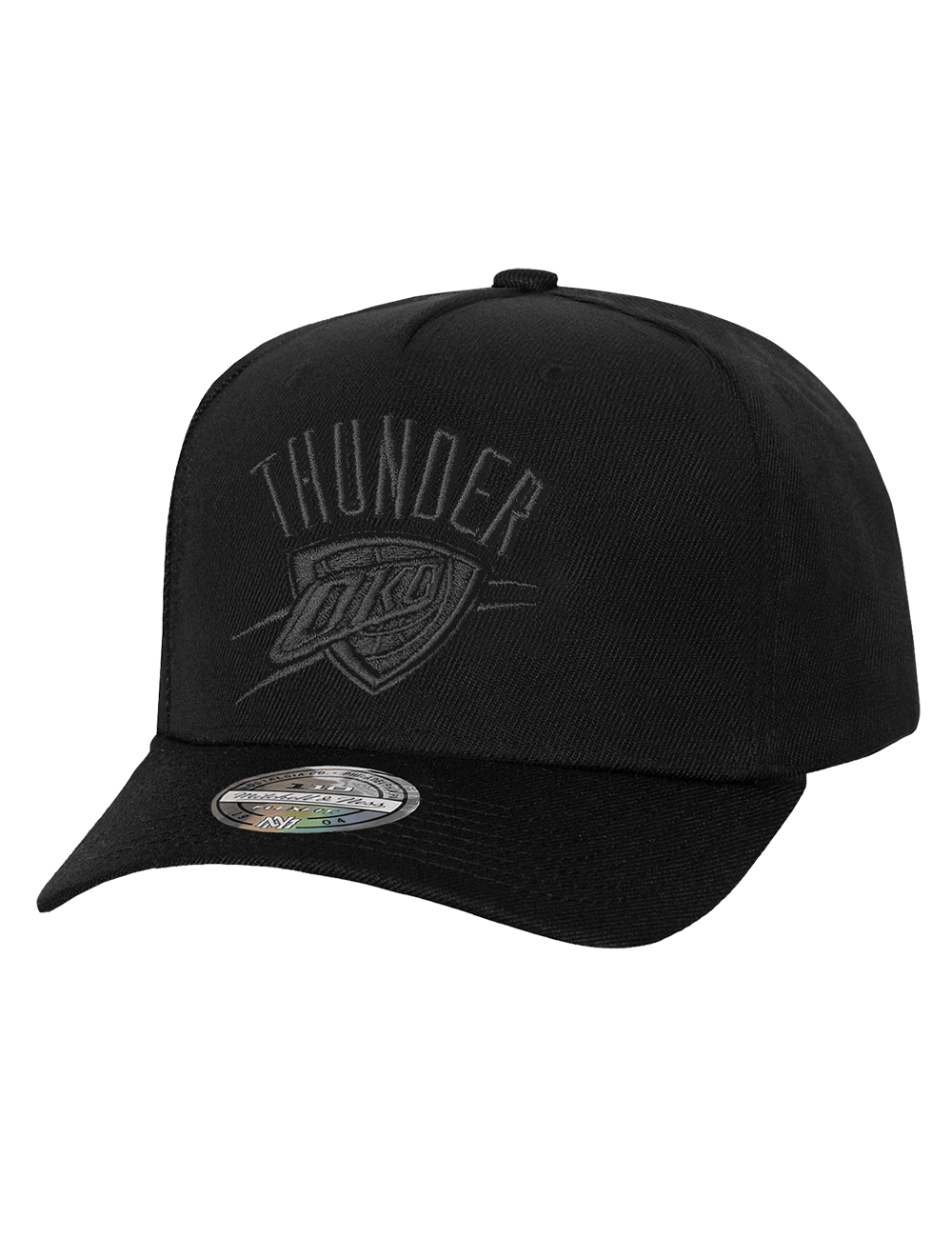 Mitchell And Ness Caps OSFM Oklahoma City Thunder Mitchell & Ness NBA Black On Black Flex 110 Snapback Hat