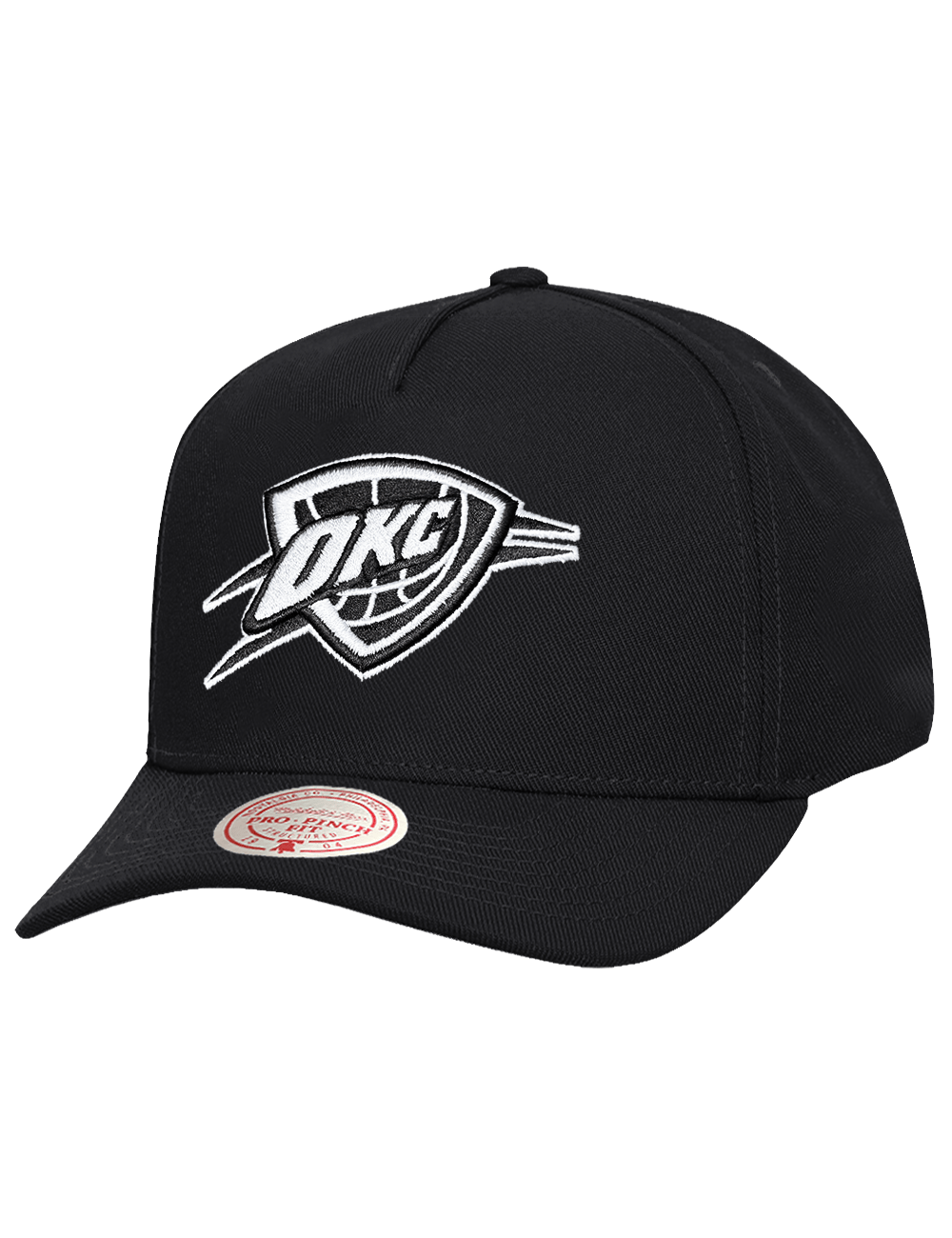 Mitchell And Ness Caps OSFM Oklahoma City Thunder Mitchell & Ness NBA Monochrome Pro Pinch Snapback Hat - Black