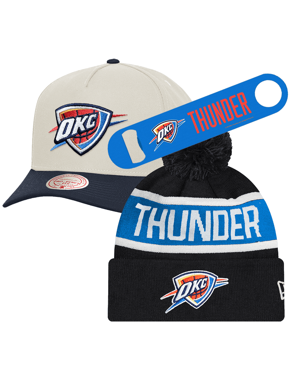US Sports HQ Oklahoma City Thunder NBA Hat, Beanie & Opener Bundle