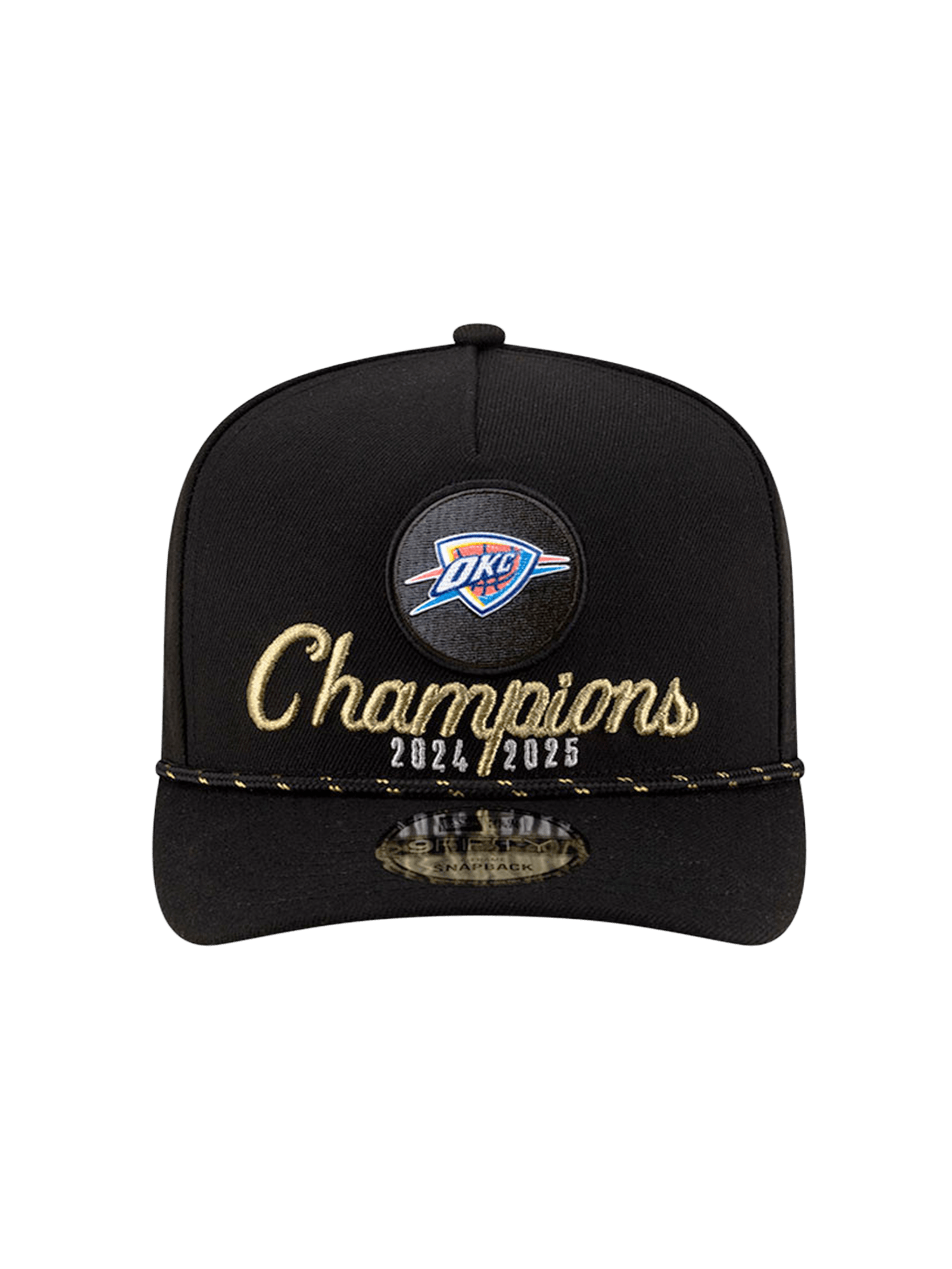 New Era Caps Oklahoma City Thunder New Era NBA 2025 Champs Pre-Curved 9FIFTY A-Frame Snapback Hat - Black