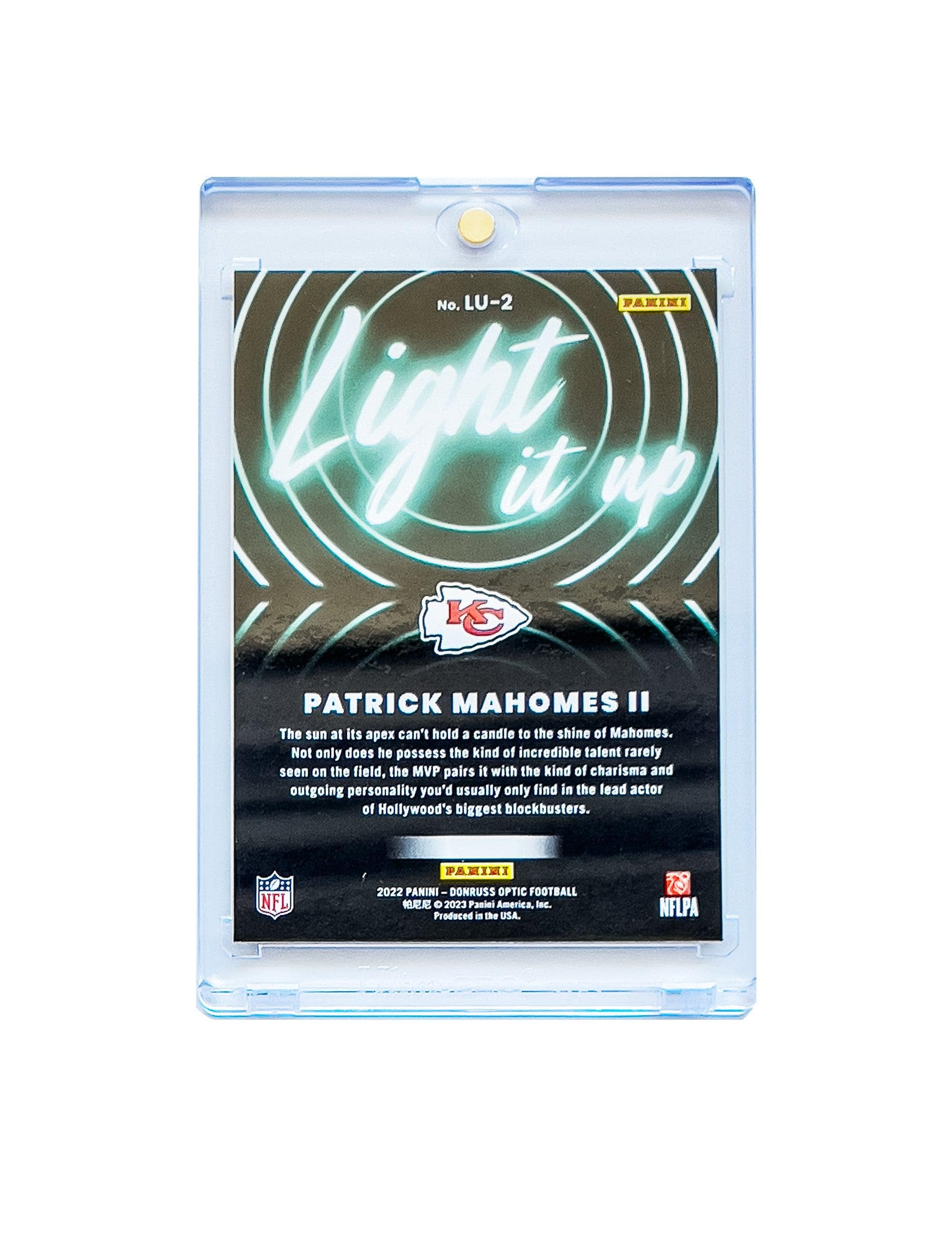 Panini Cards Patrick Mahomes Kansas City Chiefs Panini NFL 22 Optic Light It Up Card