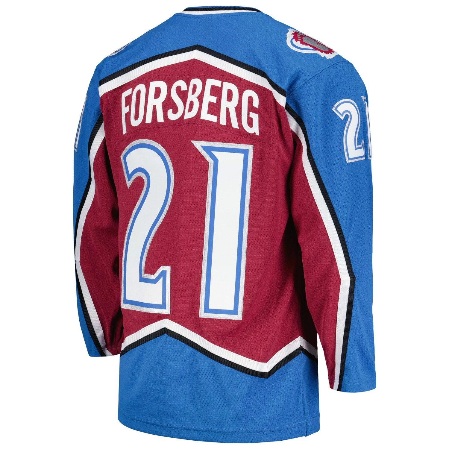 Mitchell And Ness Jerseys Peter Forsberg Colorado Avalanche Mitchell & Ness NHL 95-96 Blue Line Jersey - Burgundy