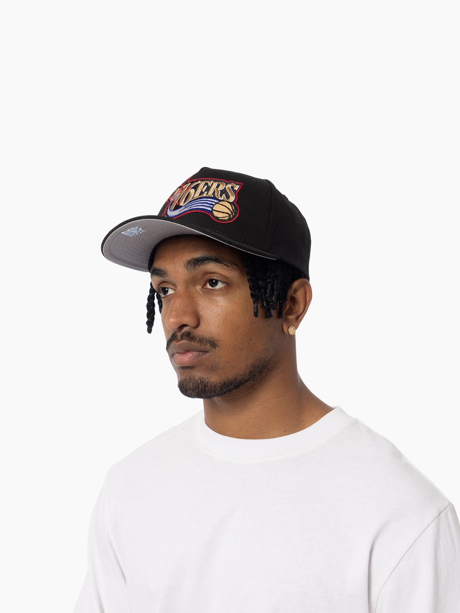 Mitchell And Ness Caps Philadelphia 76ers Mitchell & Ness NBA HWC Pro Pinch Snapback Hat - Black