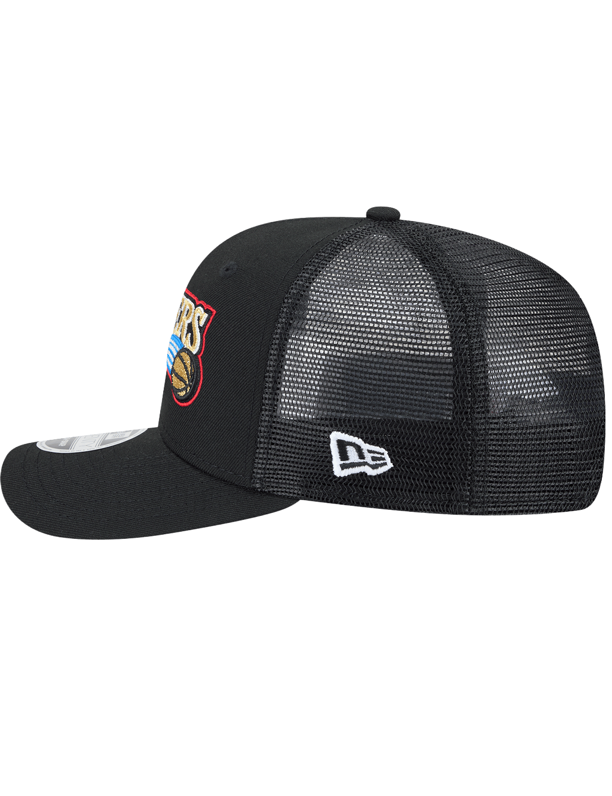 New Era Caps Philadelphia 76ers New Era NBA HWC 9SEVENTY Trucker Stretch Snapback Hat - Black