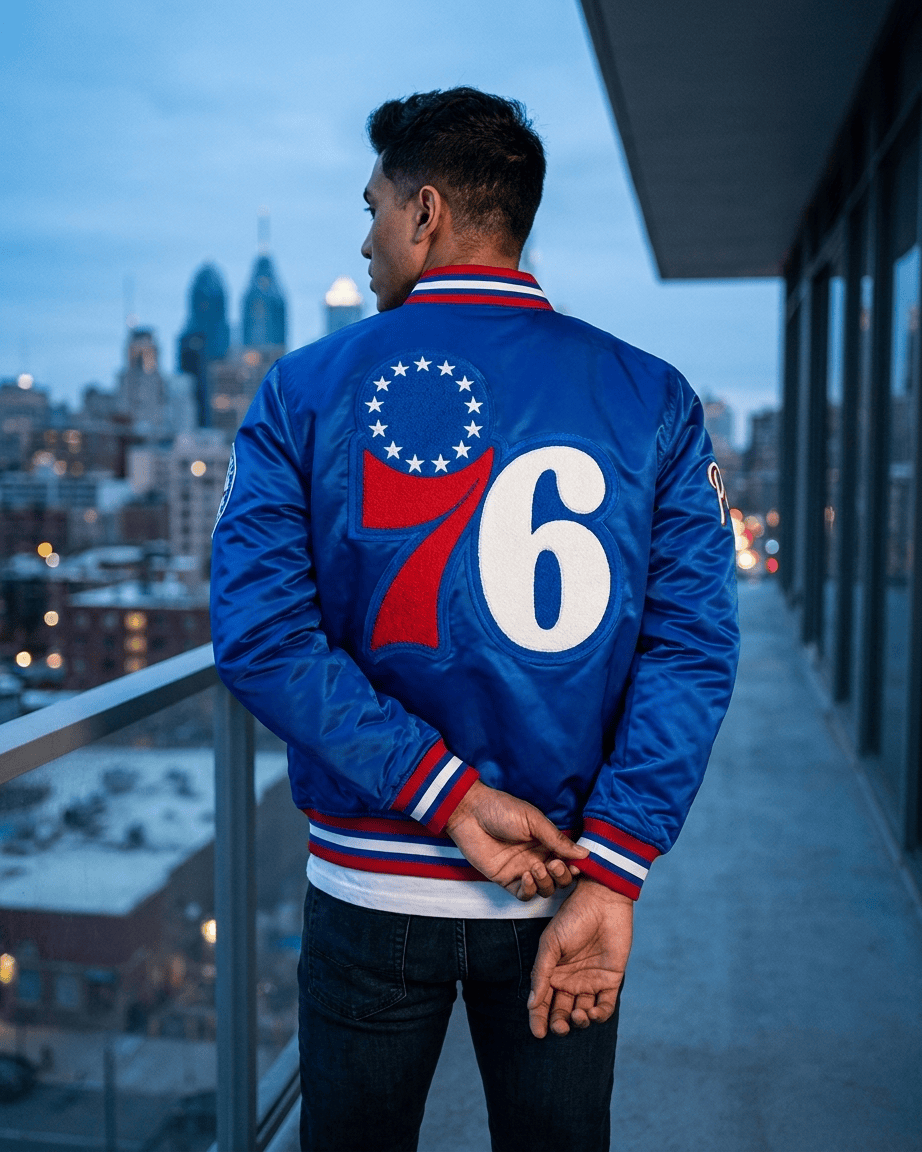 Pro Standard Jackets Philadelphia 76ers Pro Standard NBA Retro Classic Lightweight Satin Jacket - Blue