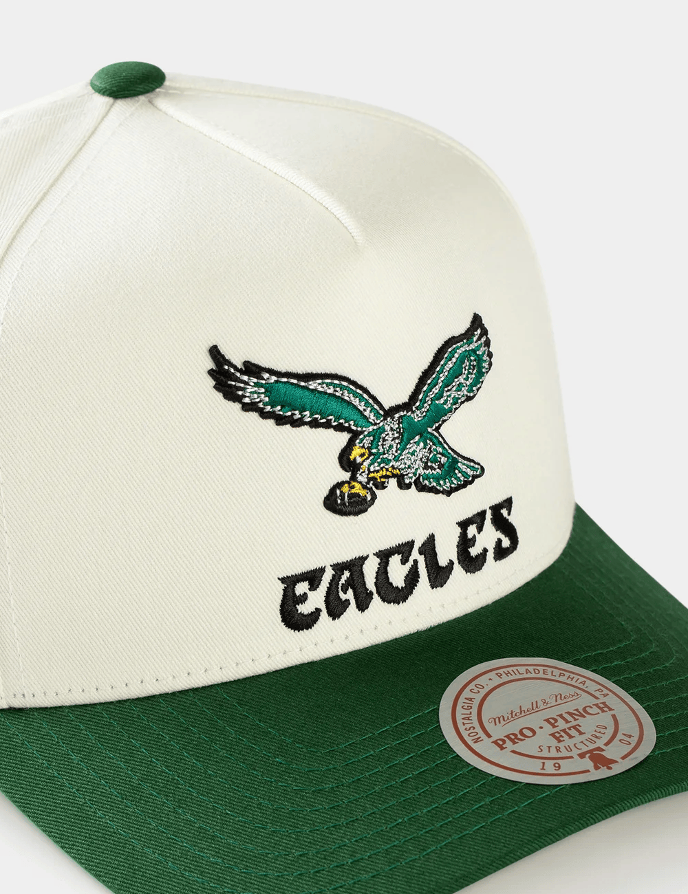 Mitchell And Ness Caps Philadelphia Eagles Mitchell & Ness NFL Team Pro Pinch Snapback Hat - White Cream