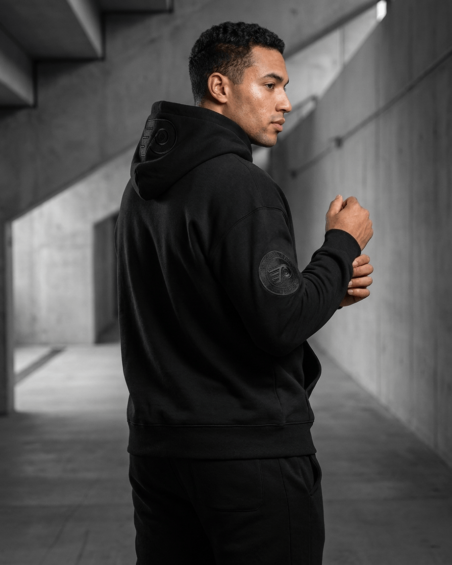 Pro Standard Jumpers Philadelphia Flyers Pro Standard NHL Black On Black Drop Shoulder Hoodie Jumper