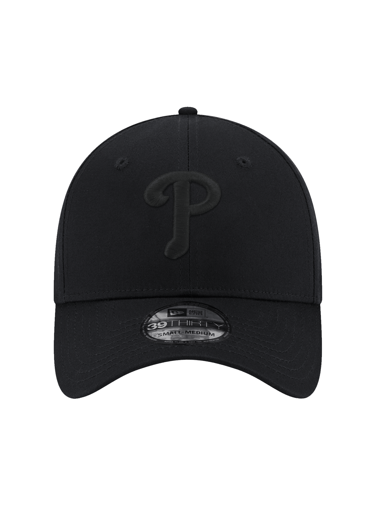 New Era Caps Philadelphia Phillies New Era MLB Black On Black 39THIRTY Stretch-Fit Hat