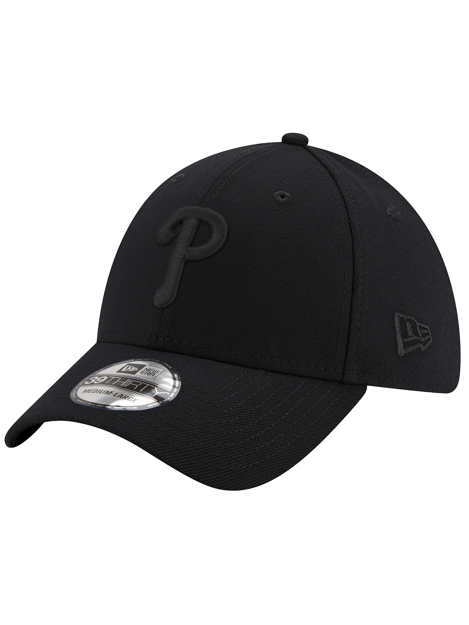 New Era Caps Philadelphia Phillies New Era MLB Black On Black 39THIRTY Stretch-Fit Hat