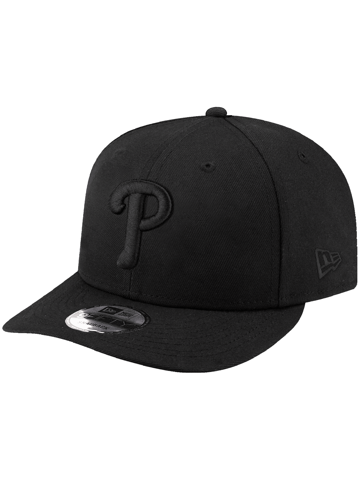 New Era Caps Philadelphia Phillies New Era MLB Black On Black 9FIFTY Pre-Curved Snapback Hat