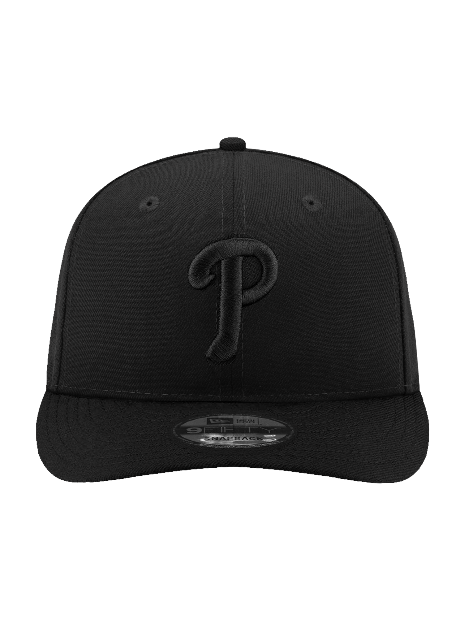 New Era Caps OSFA Philadelphia Phillies New Era MLB Black On Black 9FIFTY Pre-Curved Snapback Hat