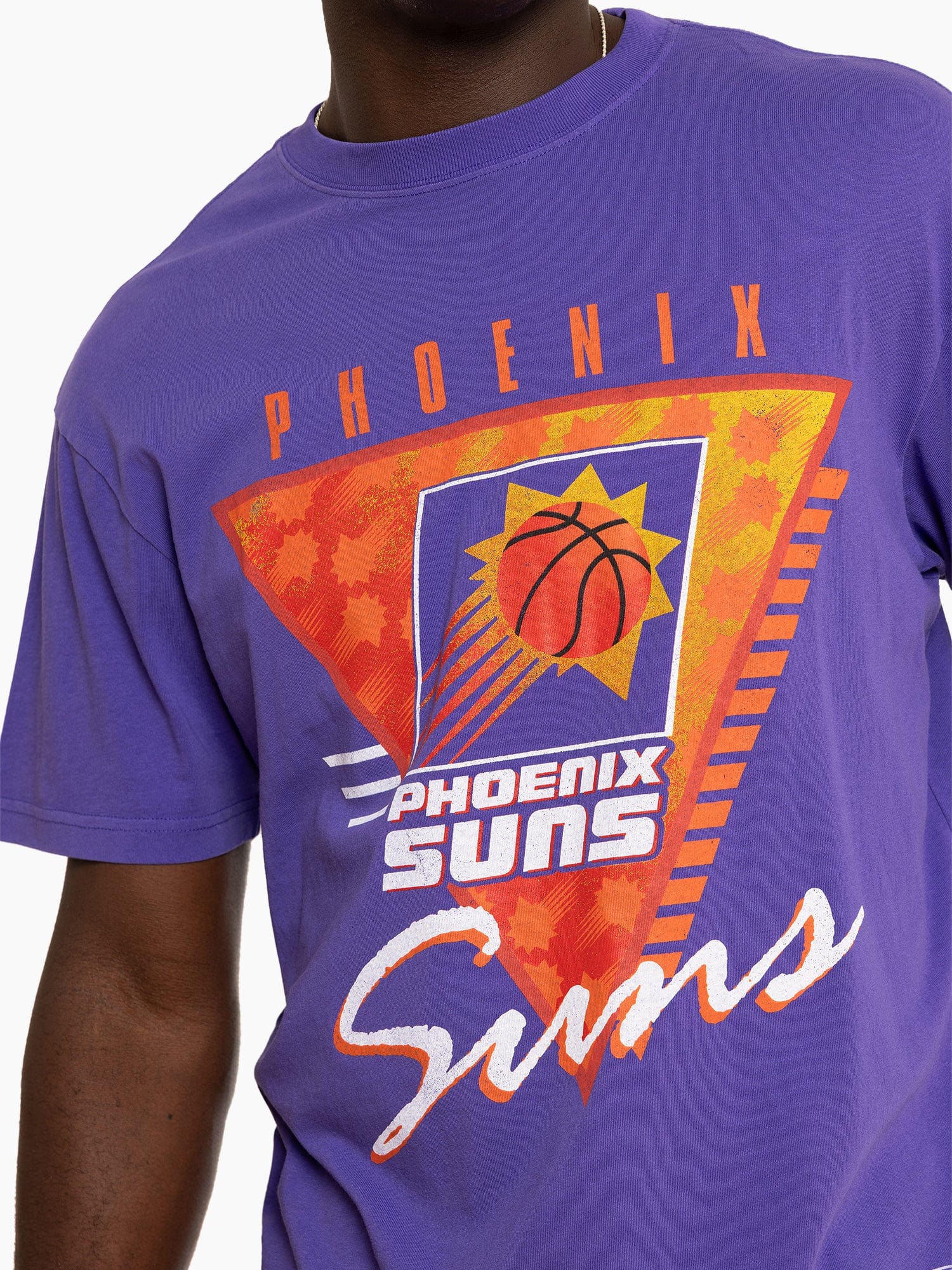 Mitchell And Ness T-Shirts Phoenix Suns Mitchell & Ness NBA Tri Logo Vintage T-Shirt - Faded Purple