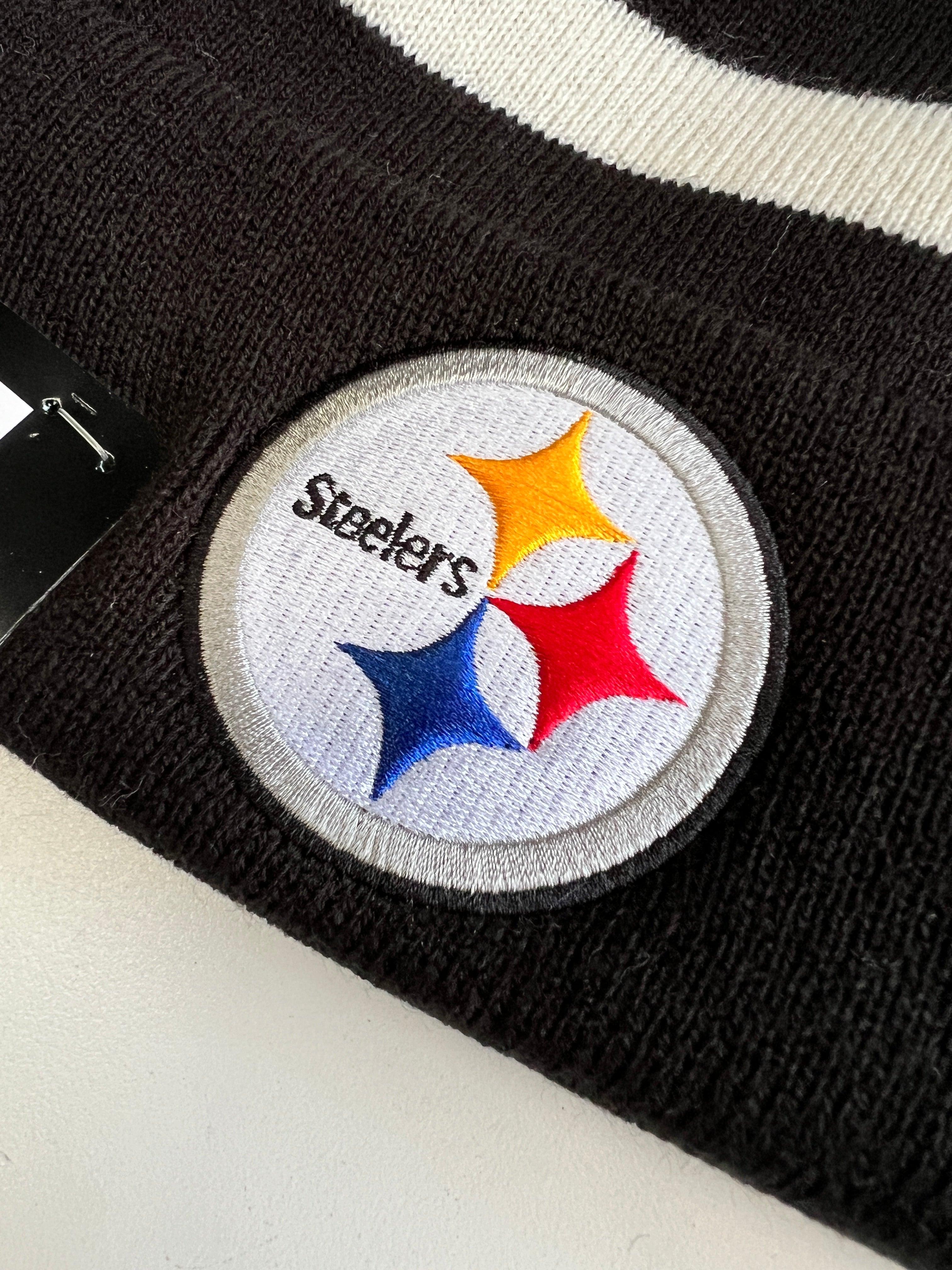 New Era Beanies Pittsburgh Steelers New Era NFL Ivory Stripe Knit Beanie - Black