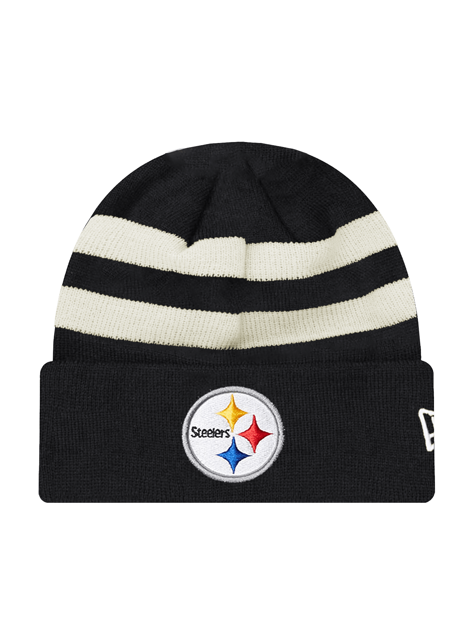New Era Beanies Pittsburgh Steelers New Era NFL Ivory Stripe Knit Beanie - Black