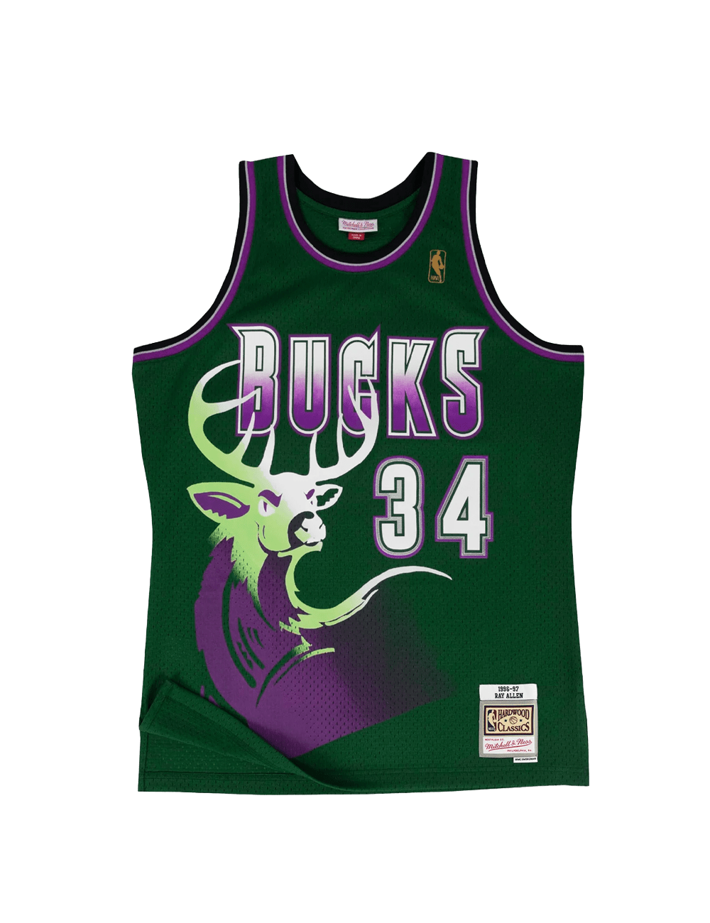 Mitchell And Ness Jerseys Ray Allen Milwaukee Bucks Mitchell & Ness NBA 96-97 Road HWC Swingman Jersey - Green