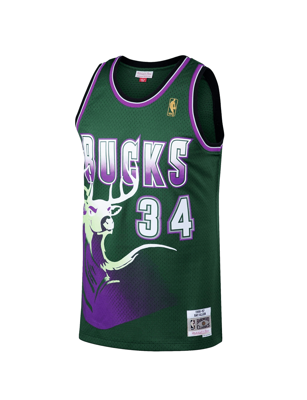 Mitchell And Ness Jerseys Ray Allen Milwaukee Bucks Mitchell & Ness NBA 96-97 Road HWC Swingman Jersey - Green