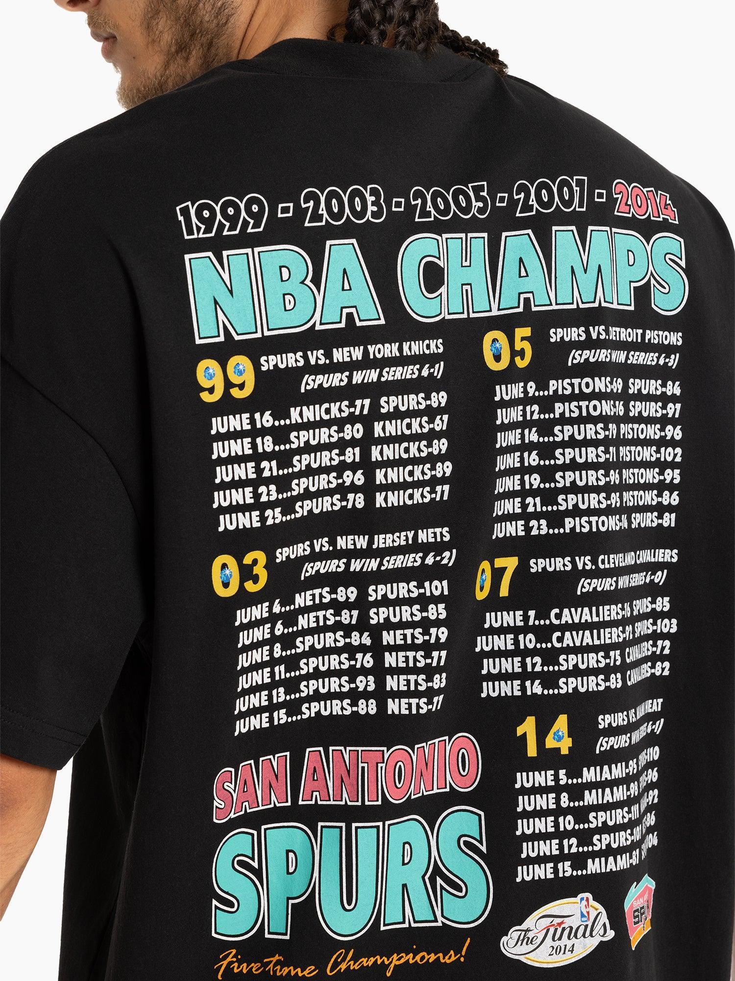 Mitchell And Ness T-Shirts San Antonio Spurs Mitchell & Ness NBA 14 Champs Tour Vintage T-Shirt - Vintage Black