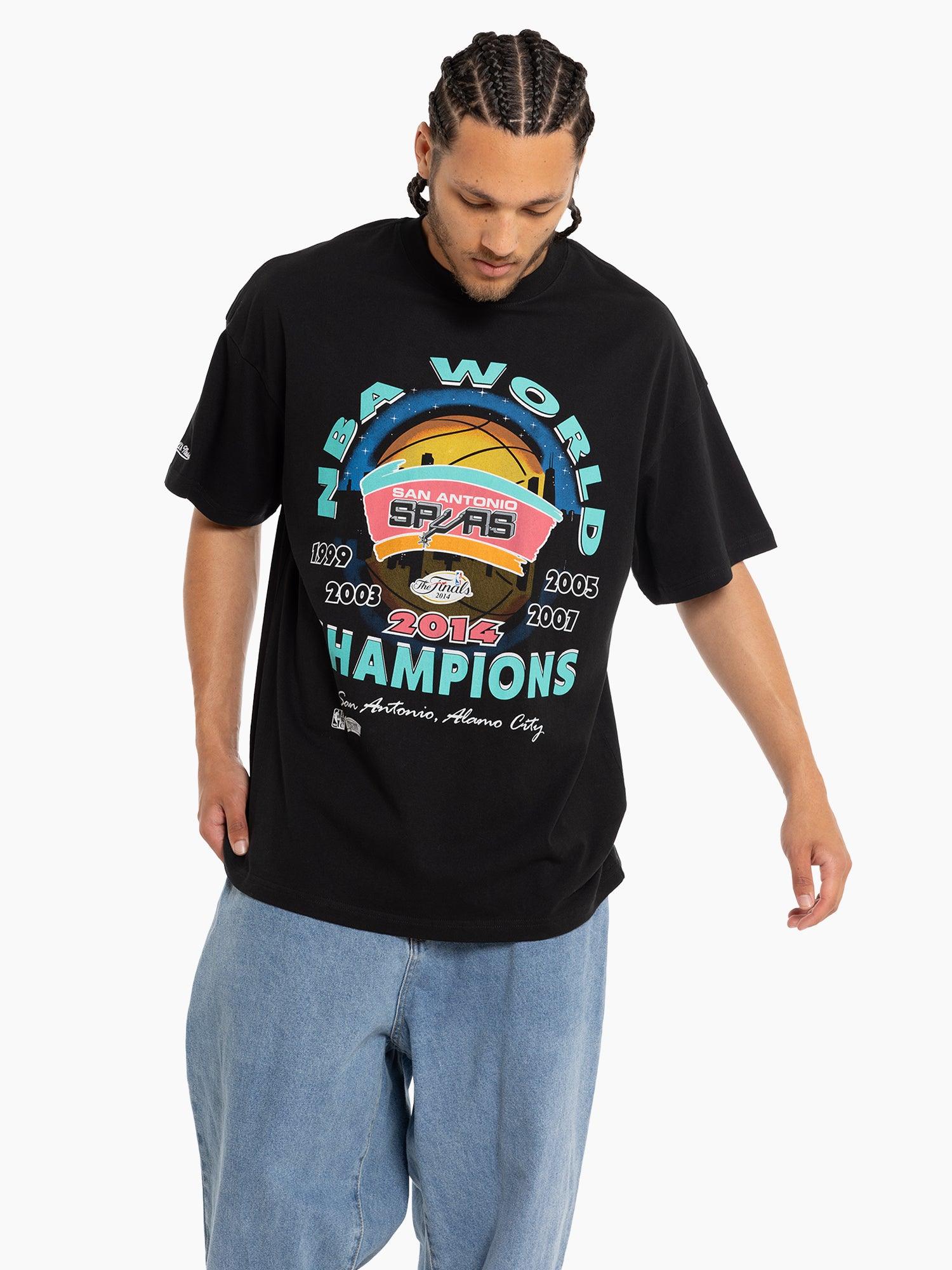 Mitchell And Ness T-Shirts San Antonio Spurs Mitchell & Ness NBA 14 Champs Tour Vintage T-Shirt - Vintage Black